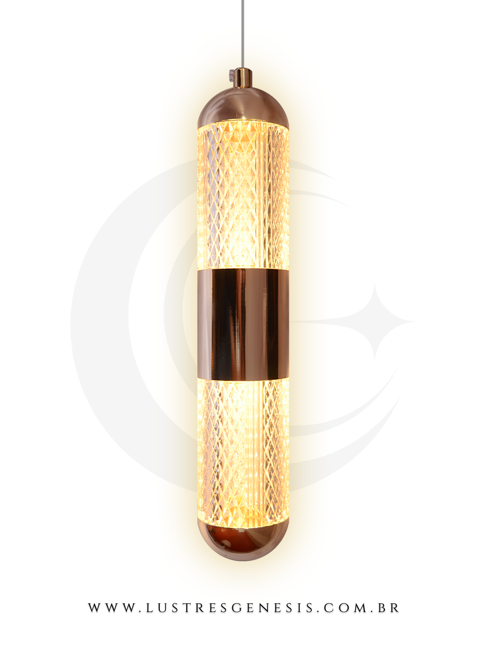Luminária de Teto Pendente Moderno Pill Dourado com LED